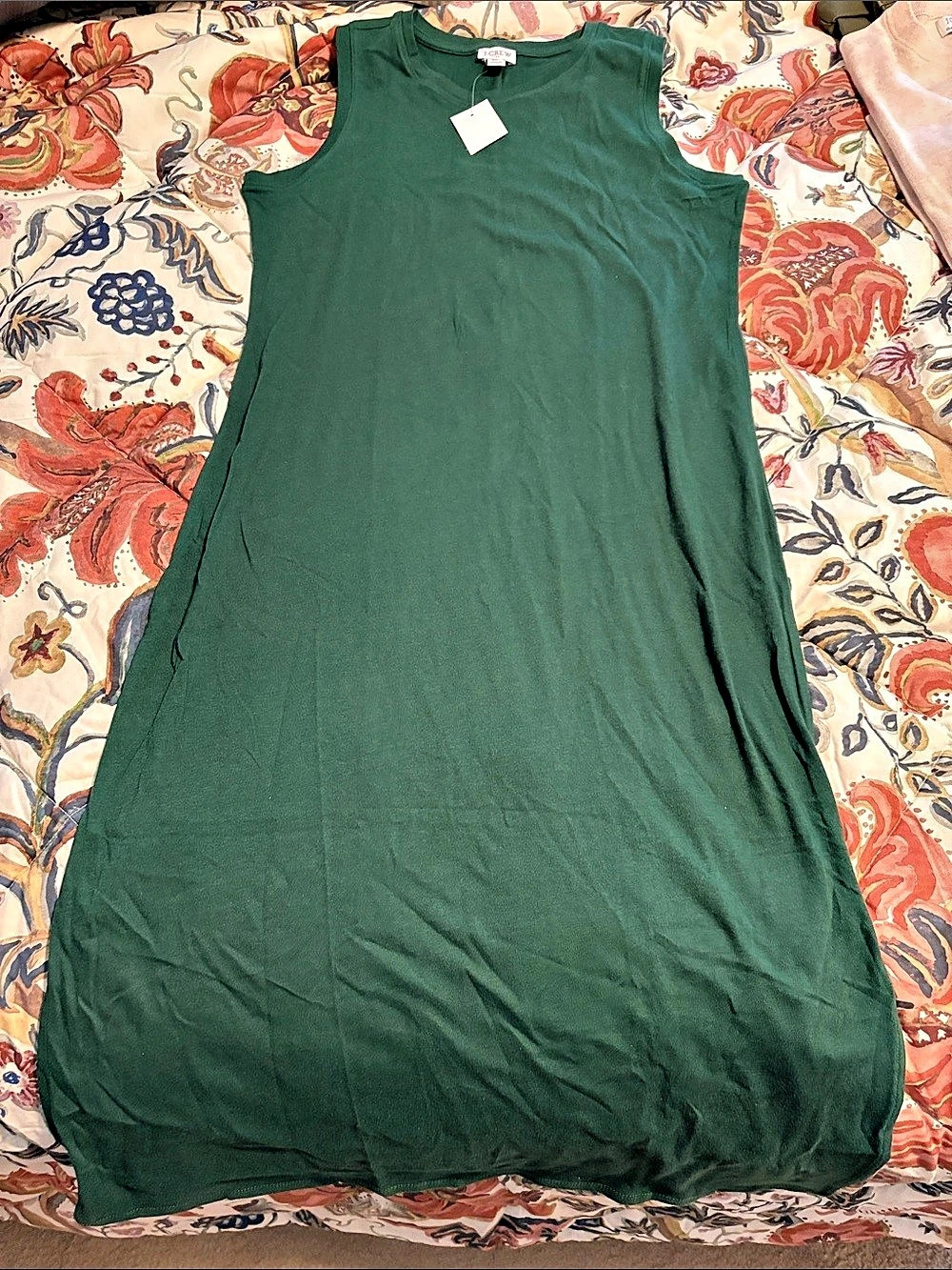 J.Crew Sleeveless Maxi Dress in Green Size Petite Medium NWT side slit